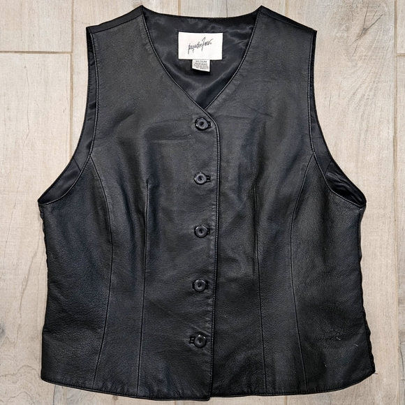 Jacqueline Ferrar Black Genuine Leather Vest - Picture 1 of 6